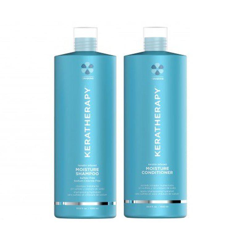 Keratherapy Moisture Shampoo & Conditioner 32oz, Liter Bundle Duo-