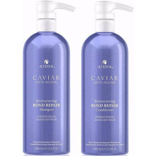 Alterna Caviar Anti-Aging Restructuring Bond Repair Shampoo & Conditioner 33.8oz/Liter Duo- 