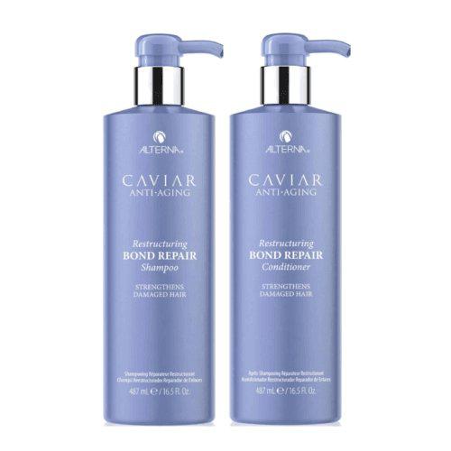 Alterna Caviar Anti-Aging Restructuring Bond Repair Shampoo and Conditioner 16.5 oz Duo- 