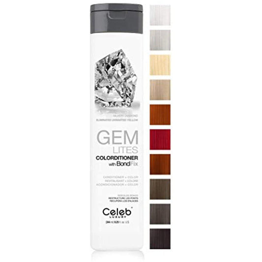 Celeb Luxury GEM LITES Color Conditioner, Silvery Diamond, 8.25 fl.oz.- 