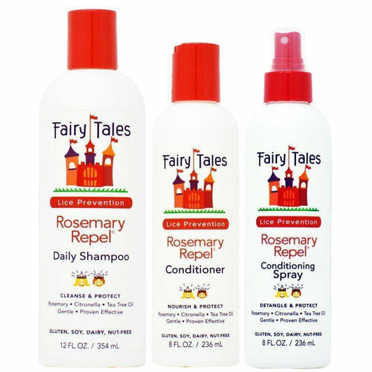 Fairy Tales Rosemary Repel Daily Shampoo 12oz + Conditioner 8oz + Spray 8oz- 