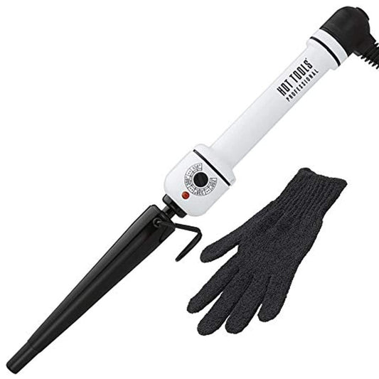 HOT TOOLS HTBW1851 Medium Tapered Curling Iron, Black/White, 1/2 to 1 Inch- 
