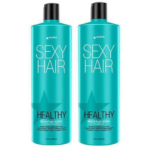 Healthy Sexy Hair Moisturizing Shampoo, Conditioner 33.8oz, Liter Bundle Duo- 
