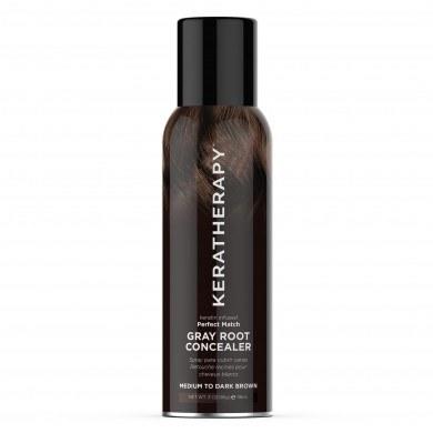 KERATHERAPY Keratin Infused Perfect Match Gray Root Concealer, Dark Brown, 3 oz- 