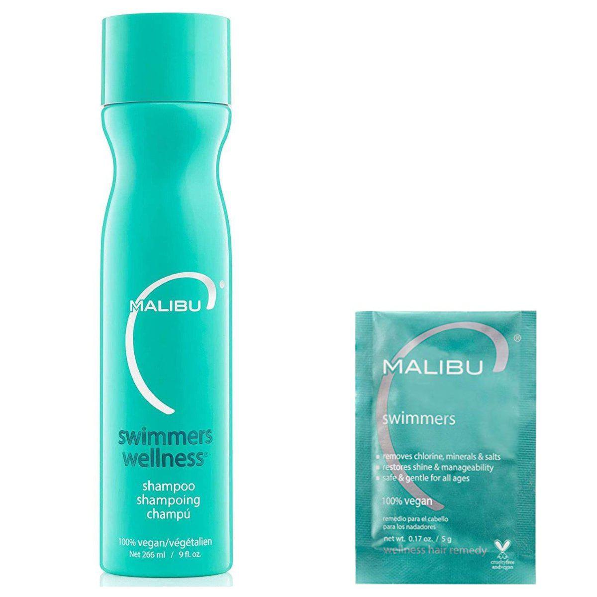 Malibu C Swimmers Shampoo 9oz and Crystal Gel Treatment 5g- 