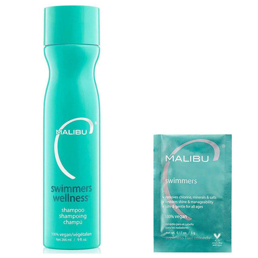 Malibu C Swimmers Shampoo 9oz and Crystal Gel Treatment 5g- 