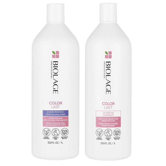 Matrix Biolage ColorLast Purple Shampoo and ColorLast Conditioner 33.8oz Liter Duo- 