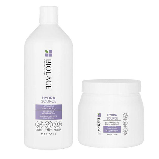 Matrix Biolage Hydrasource Shampoo Liter And 16oz Balm Conditioner Duo- 