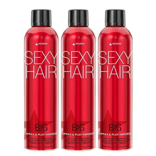 Sexy Hair Spray & Play Harder Firm Volumizing Hairspray, 10oz 3 Pack- 